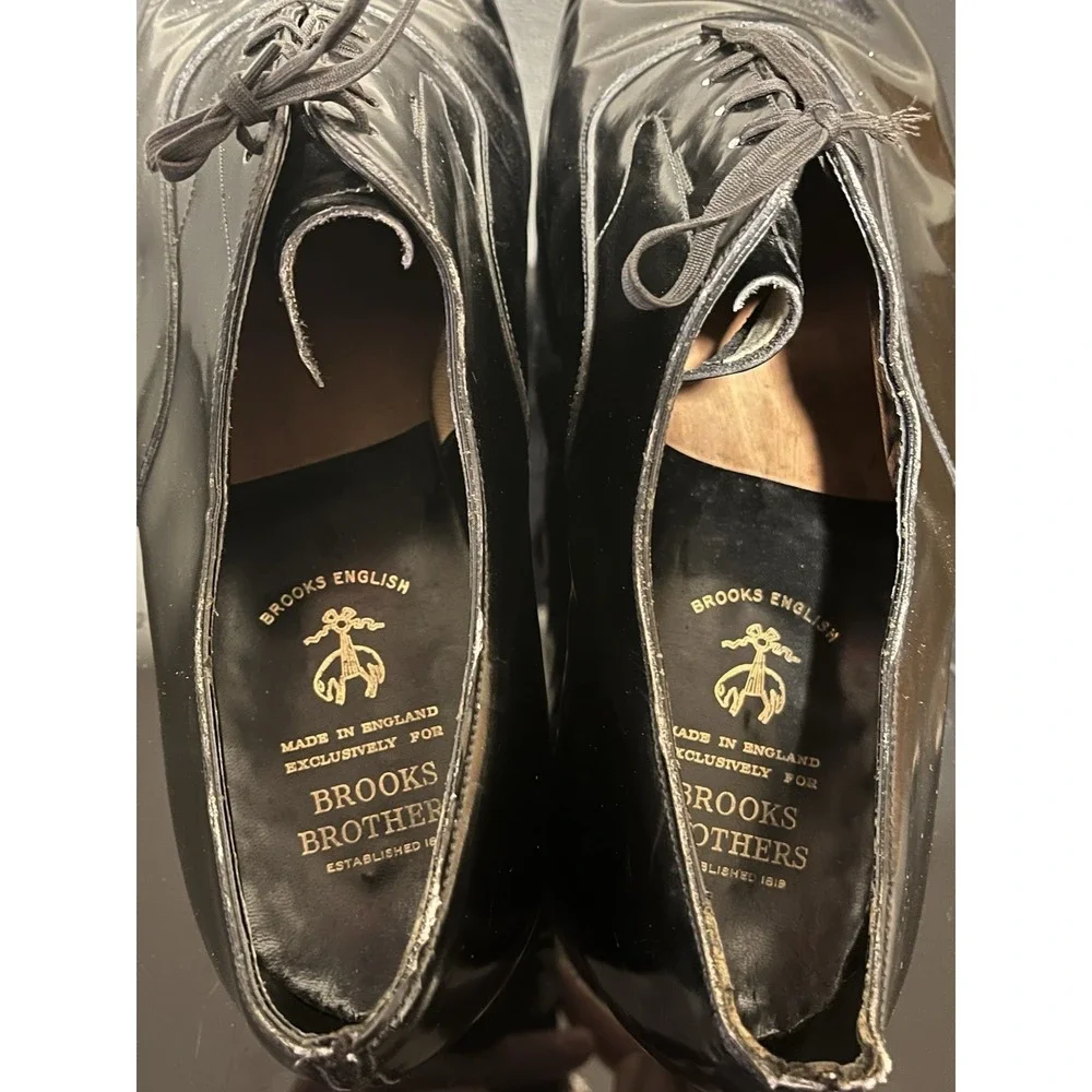 Brooks Brothers Brooks English Mens 42 E Black Patent Leather Oxford Tuxedo Shoe
